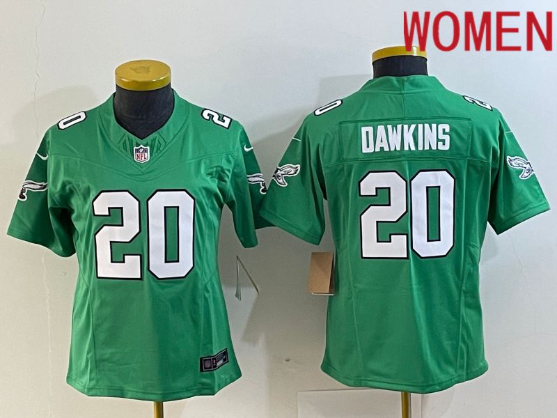 Women Philadelphia Eagles #20 Dawkins Green 2023 Nike Vapor Limited NFL Jersey style 1